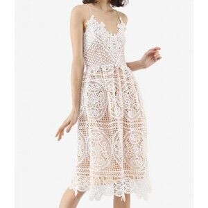 NWT Chicwish Moonlit Night Cross Back Crochet Cami Dress White Lined Bridal S